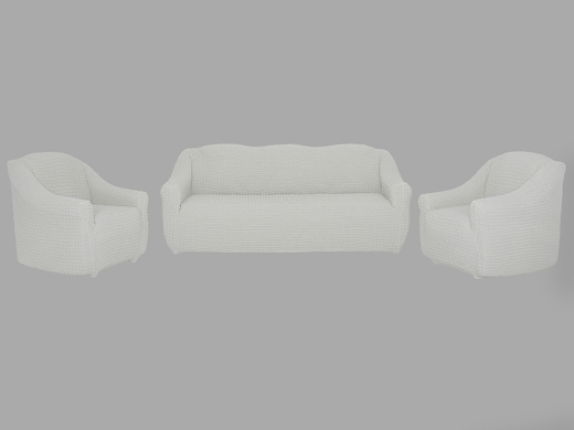 Комплект чехлов на диван и 2 кресла без оборки, цвет Слоновая кость