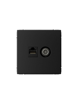 Розетка компьютерная + телевизионная 2-м ArtGallery RJ45 + TV кат.5E карбон SE GAL001089