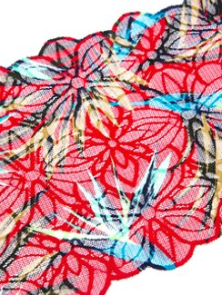 03-235 Кружево эластичное 21 см, Hawaii, красный/голубой/ментол