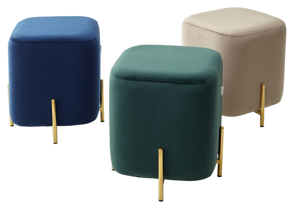 Пуф для гостиной М-City DISAUR Арес (Ares) Bluvel-86 Синий, Золотой