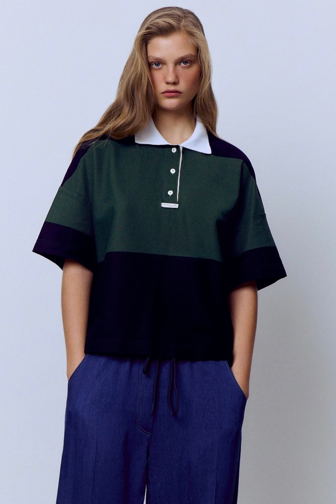 Поло пике с контрастным воротником