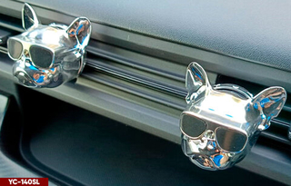 Ароматизатор-игрушка -на обдув- Собачки Бульдог - YC-140SL серебристый