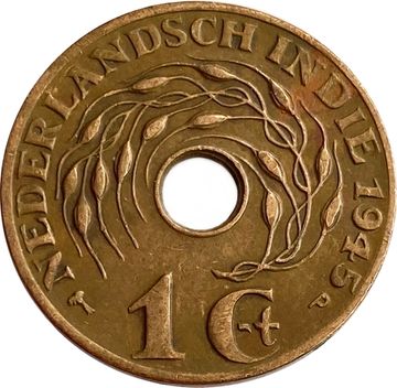 1 цент 1945 Голландская Ост-Индия (Отметка монетного двора: "P" - Филадельфия)