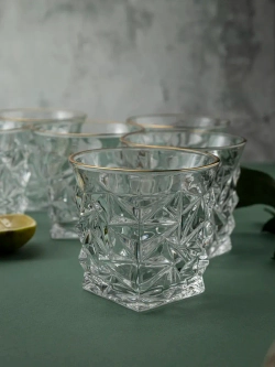 Набор бокалов кристалл, 300 мл. 6 шт. с золотой каймой