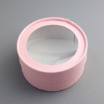 Коробка круглая с окном розовая, 16*7см