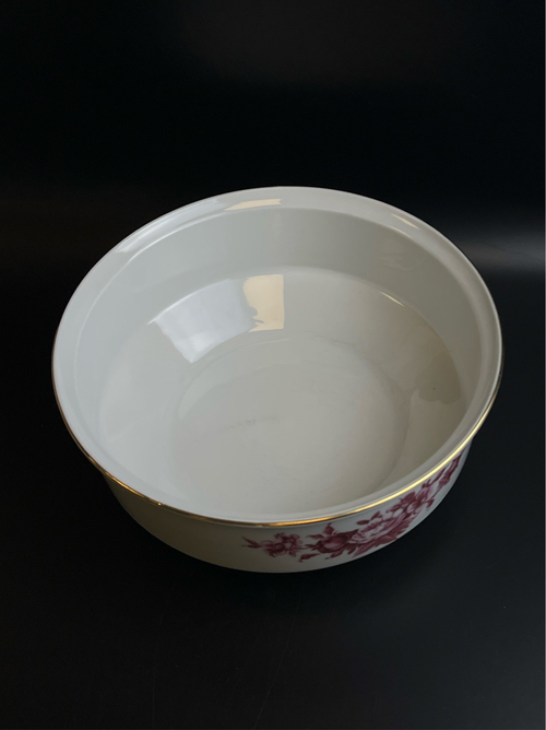 Блюдо салатник большое фарфор клеймо Graf Von Henneberg Porzellan, 1777 Jlmenau, Германия, роспись цветы, золочение, винтаж 1973-1977 гг