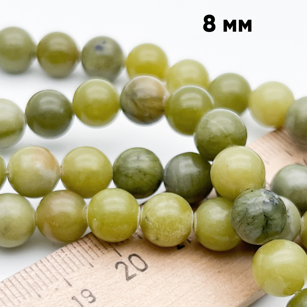 Серпентин бусины, диаметр около 8,6-8,8 мм, цена за 22 шт (1/2 нити)