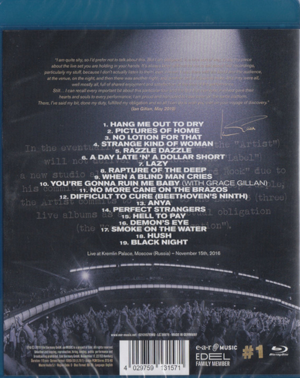 Ian Gillan With The Don Airey Band And Orchestra / Contractual Obligation #1: Live In Moscow (Blu-ray)