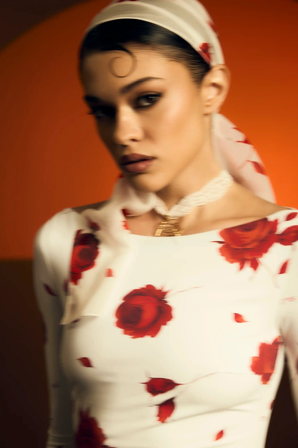 Айша (Aisha), лента из молочного шифона с цветочным принтом