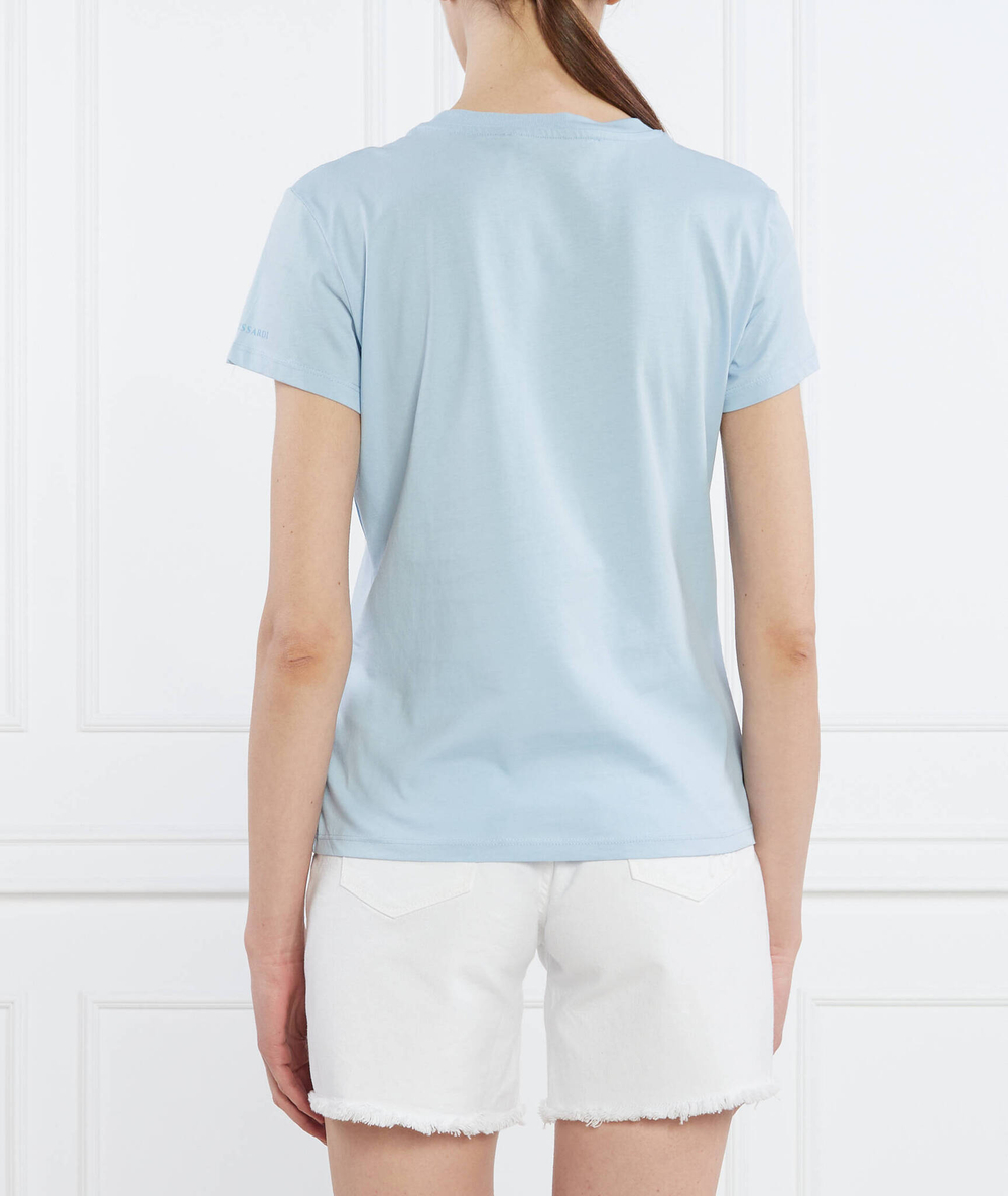 Футболка GREYHOUND SHOULDER PRINT COTTON JERSEY 30/1 Trussardi - голубой(56T00564 1T005381)