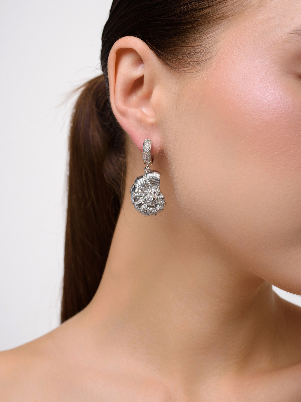 Серьги "Blue coral shell" Silver