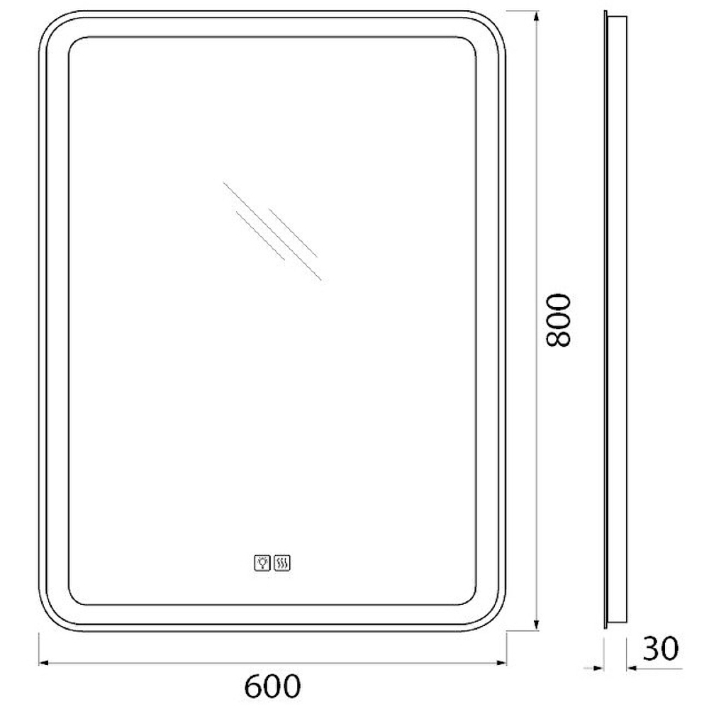 Зеркало BelBagno SPC-MAR-600-800-LED-TCH-WARM с подсветкой с подогревом с сенсорным выключателем