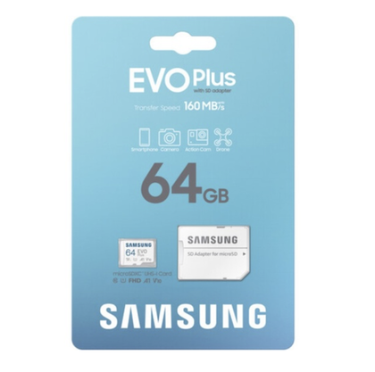 Карта памяти Samsung EVO Plus microSDXC class 10 64GB + SD Adapter