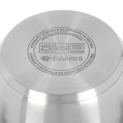 Кастрюля нерж, 2 л, с крыш, крышка стекло, Daniks, Перл, GS-01205-16, индукц
