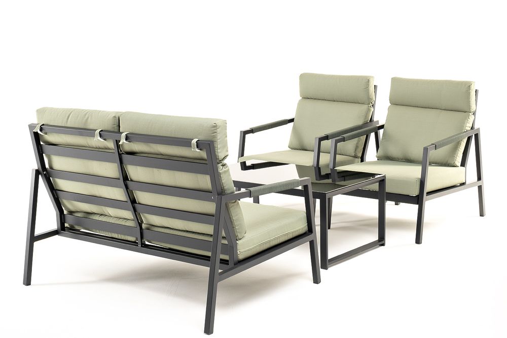 "Лилия" лаунж-зона 4-местная из алюминия, цвет серо-зеленый