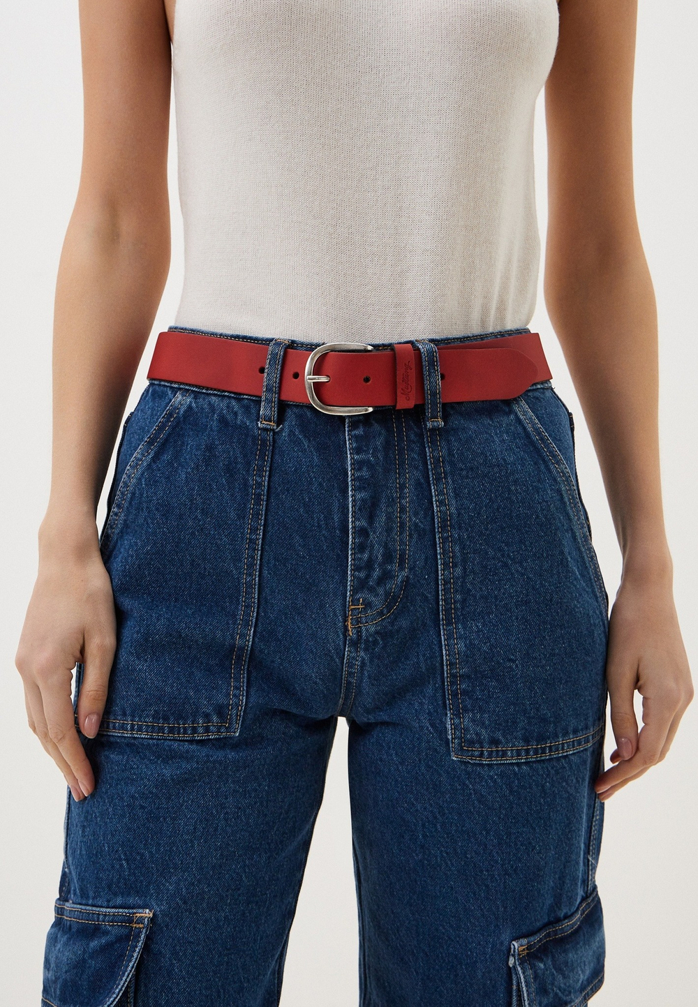 Ремень взрослый MUSTANG Leather belt in 35 mm with buckle in polished silver(Leather in a light pull-up look with vintage ch