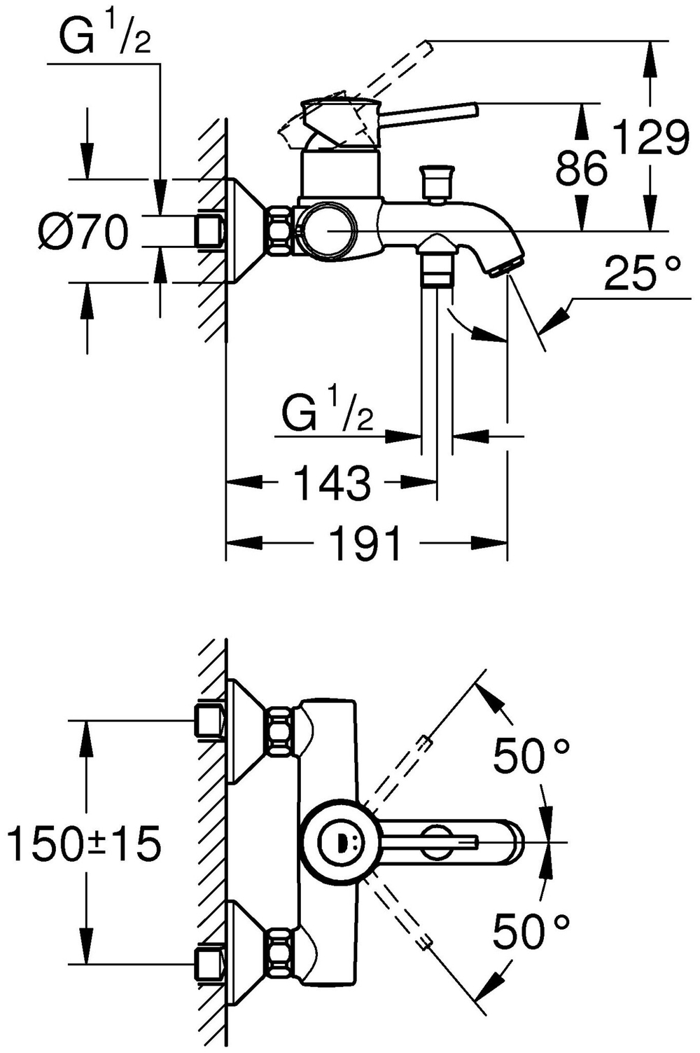 СМЕСИТЕЛЬ GROHE START CLASSIC ДЛЯ ВАННЫ DIY 23787000