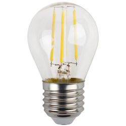 Лампа светодиодная ЭРА F-LED P45-11W-827-E27 11Вт филамент шар теплый белый свет Е27 | Филаментные декоративные