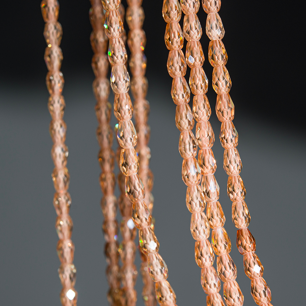 Фианиты, оттенок "Шампанское", бриолетт 4,4*6мм