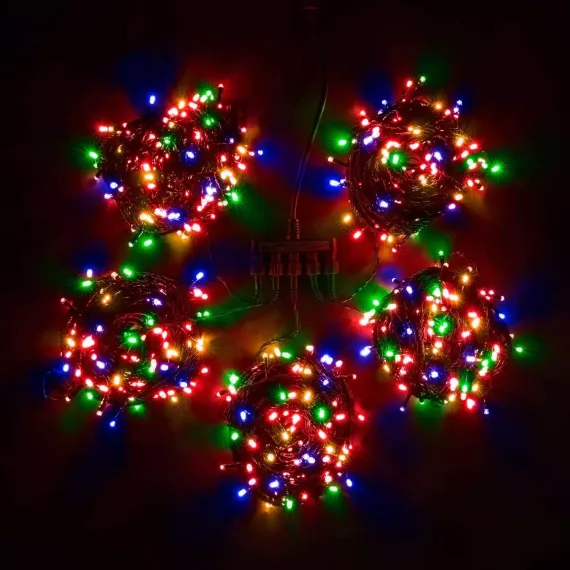 Комплект гирлянды на деревья 100 м., 5 лучей по 20 м, 24V, 1000 разноцветных LED ламп, черный ПВХ, LTC (KDD1000-11-1M)