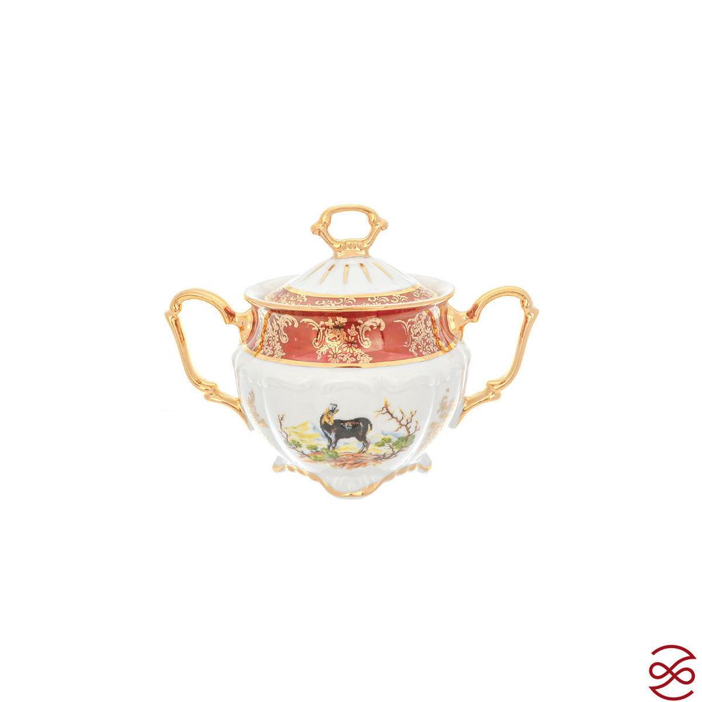 Кофейный сервиз Repast Охота красная Мария-тереза 15 предметов на 6 персон