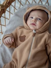 Комбинезон флисовый с закрытой ножкой "Беж" 0+