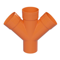 Соединение для четырех двустенных труб, 45 град., полипропилен, д.160мм