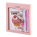 Блокнот в футляре, 17,5 см * 19,5 см, гребень, Alingar, ламин, эффект 3D, ручка, замочек, клетка, 46 л., "Сладости", персиковый