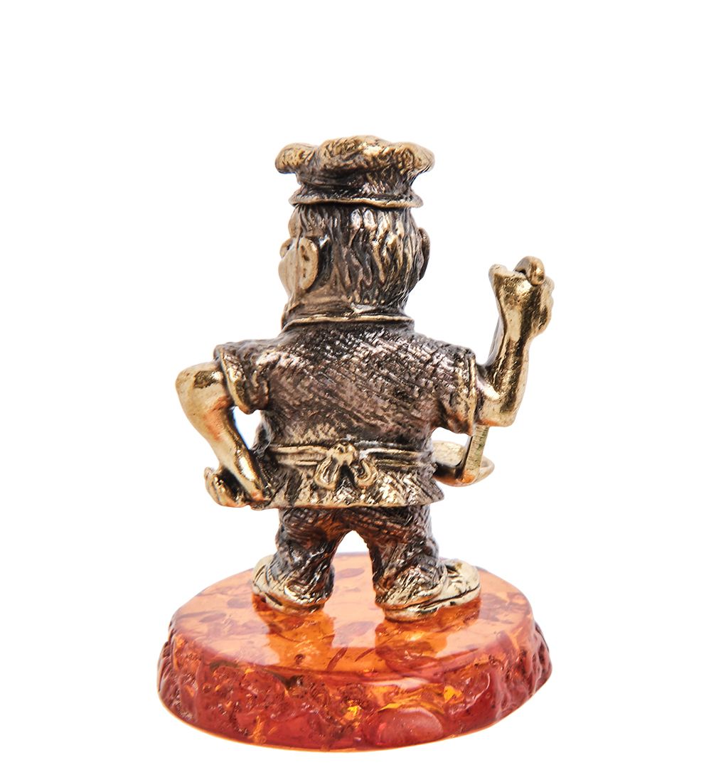 Народные промыслы AM-2956 Фигурка «Повар» (латунь, янтарь)