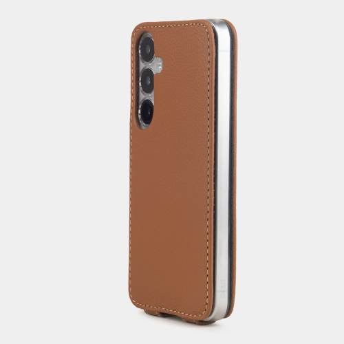 Чехол для Samsung Galaxy S25 из кожи теленка, цвета карамель