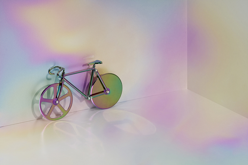 Нож для пиццы из нержавеющей стали the fixie, радужный