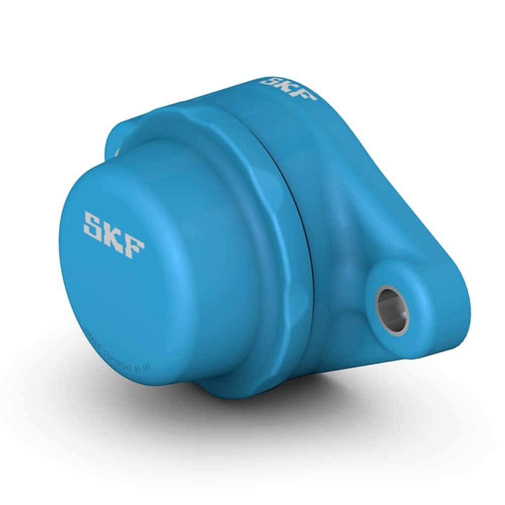 Шарикоподшипниковый узел с овальным фланцем, с узким внутренним кольцом и фиксацией с помощью установочных винтов, корпус из композитного материала, серия SKF для линий производства пищевых продуктов F2BC 25M-CPSS-DFH