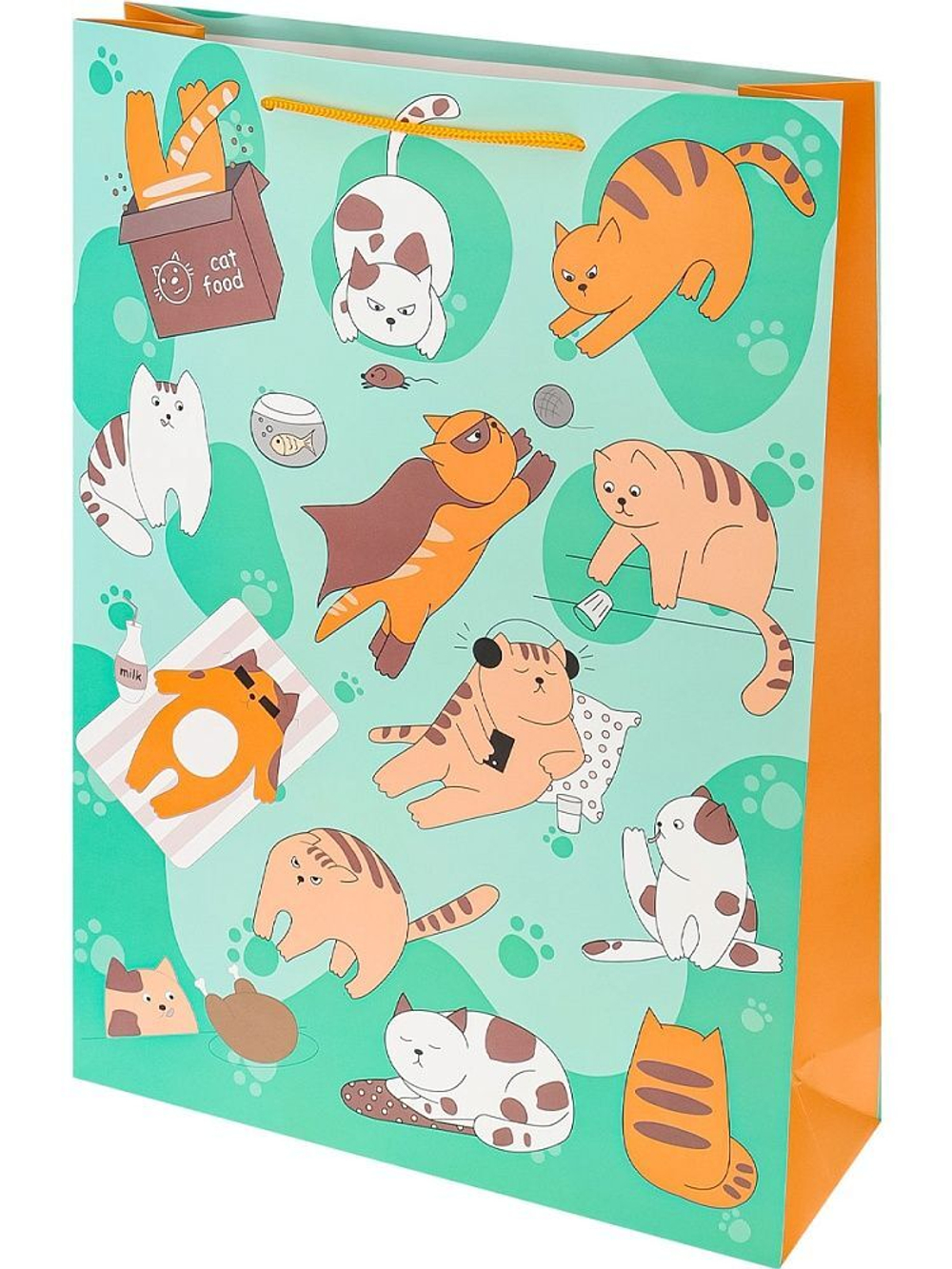 Пакет подар. бумажн. 32*44*10 см, 190гр/м2 Котики