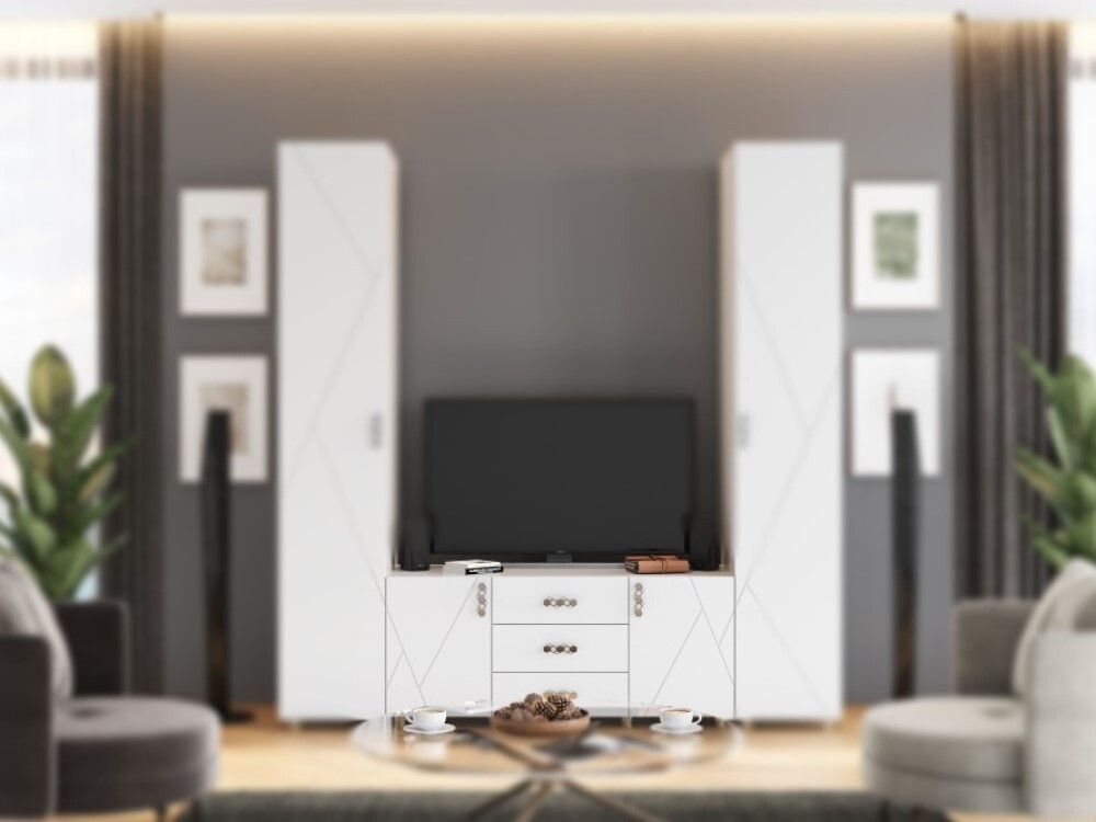 Тумба ТВ МС "Сандра"(Белый лофт)