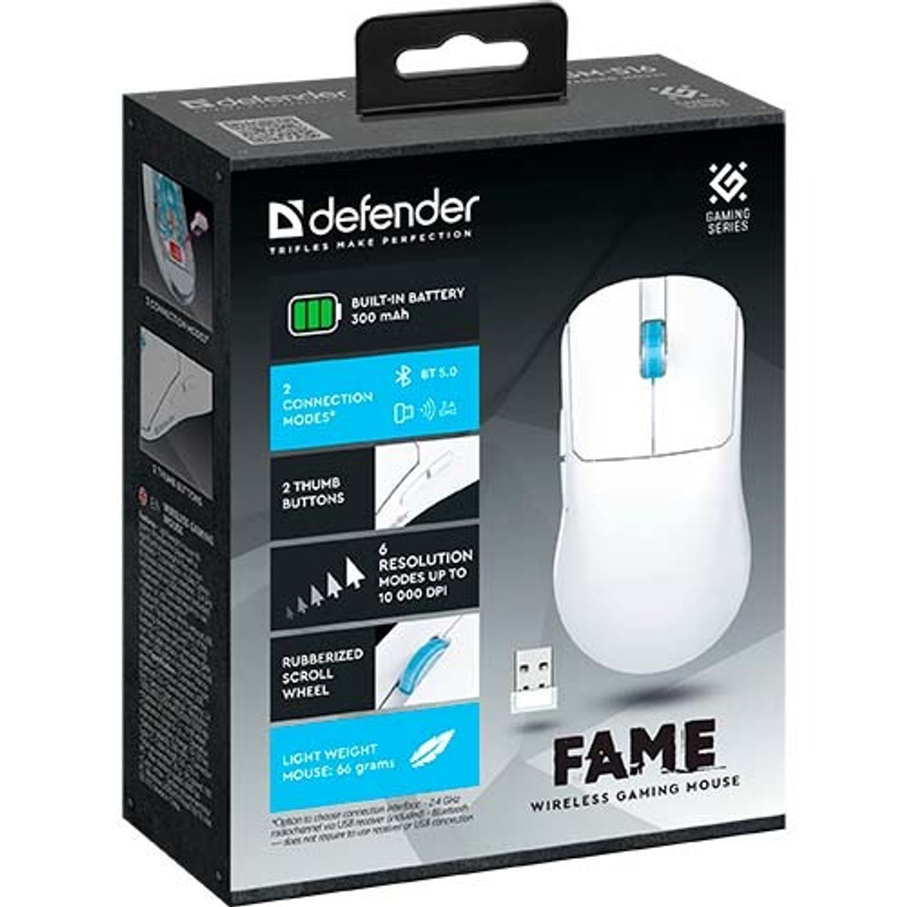 Defender Игровая мышь беспроводная Fame GM-516 белая