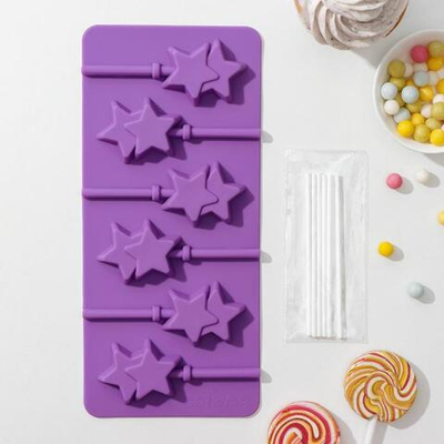 Форма для леденцов "Звёзды" 9,5*24 см, 6 ячеек