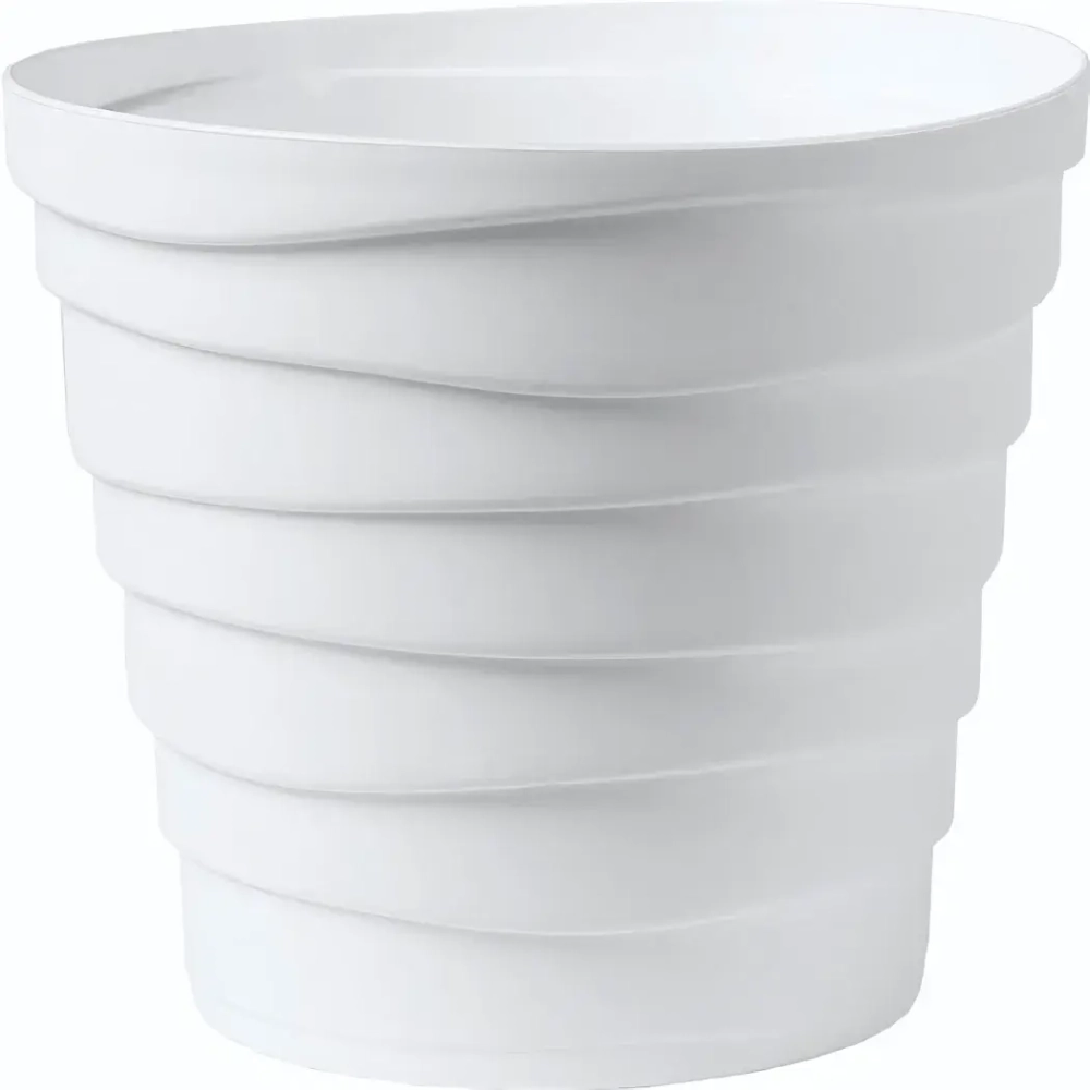 Кашпо для цветов пластиковое 0,9л d-13,2см «Бархан» Белый