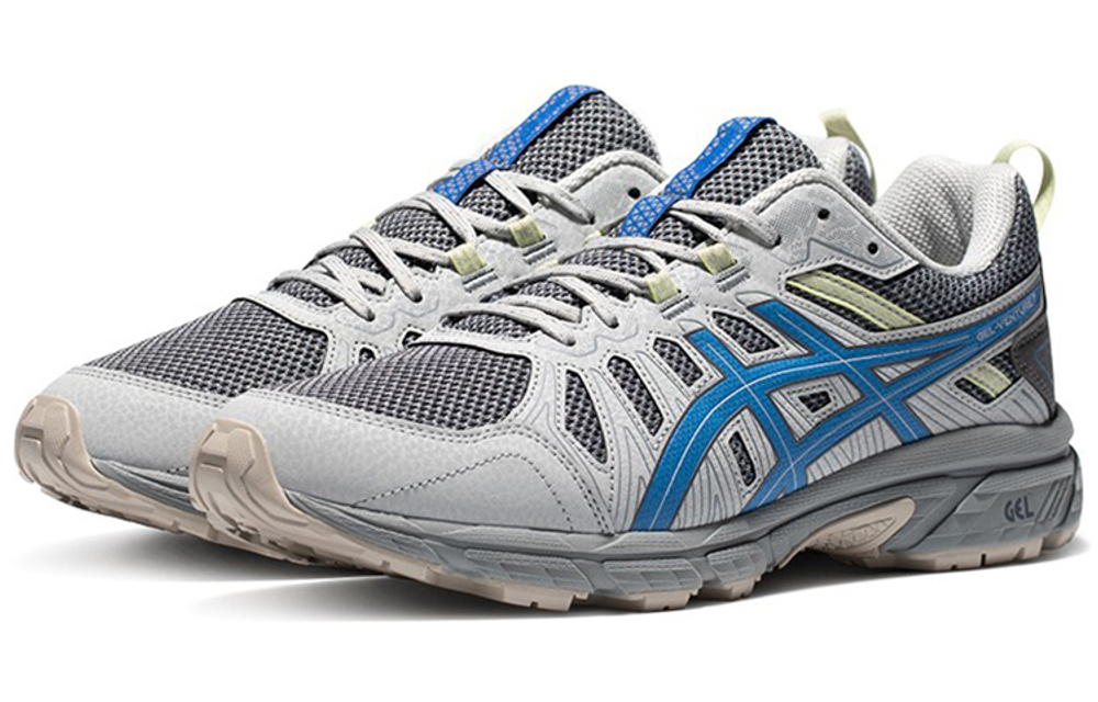 Asics Gel-Venture 7 MX comfortable fabric synthetic leather non-slip wear-resistant breathable low-cut casual running shoes men's gray blue