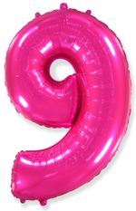 Шар (40"/102 см) Цифра, 9, Фуше, в упаковке
