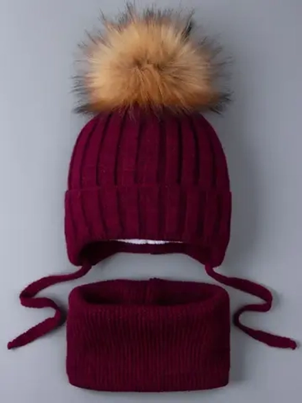 Шапка зимняя для девочки и снуд вязаные