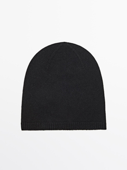 Massimo Dutti Шапка бини из тонкого трикотажа, черный