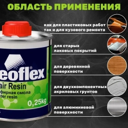 Смола полиэфирная REOFLEX Repair Resin 2К для ремонта пластиковых деталей, 2K + стекломат, банка 0,25 кг., ремонтный комплект для бамперов, RX N-07