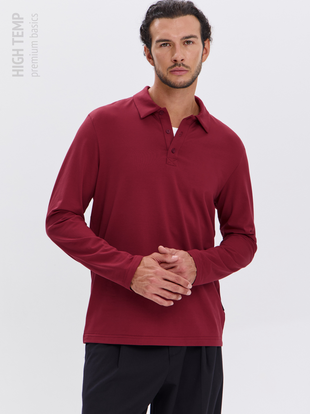 Повседневный базовый лонгслив поло