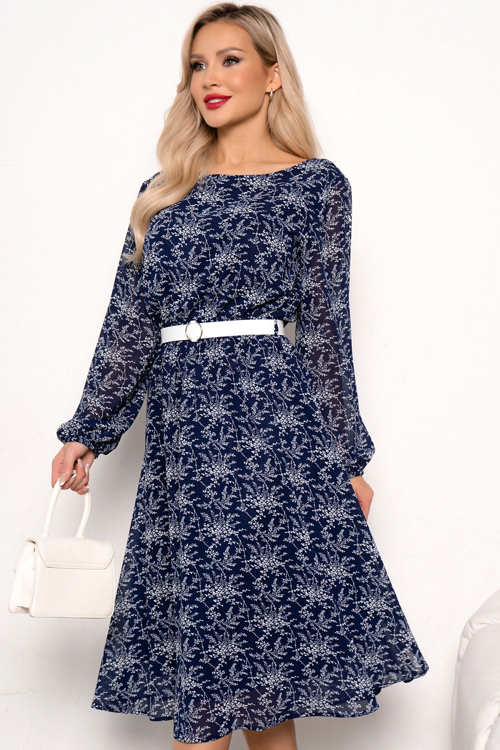 Платье Элина (синий/белый) Р11-2012/3 Nikol (Акция)