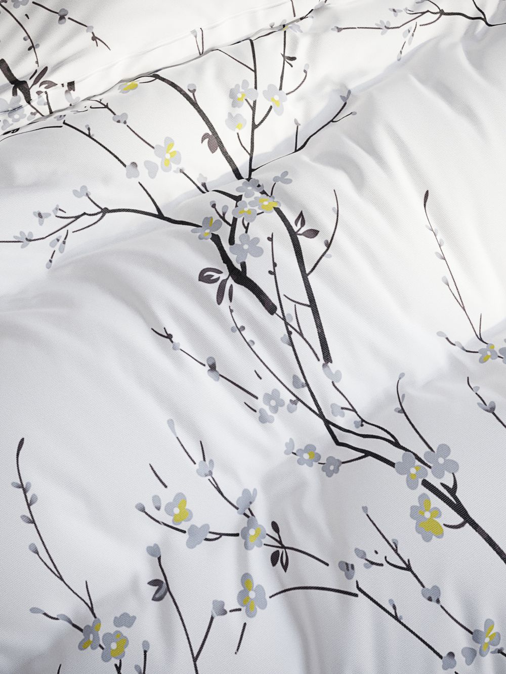 Наволочка комплект 2шт Полисатин Мечта "White cherry" 50x70 см на молнии