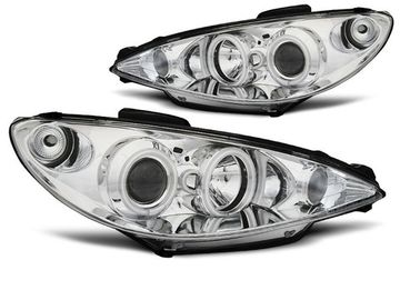 Передние фары chrome angel eyes CCFL для Peugeot 206