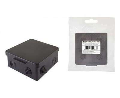 Распаячная коробка ОП 80х80х50мм, крышка, IP54, 7вх., черная, TDM SQ1401-0912