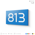 Номер на дверь 813, табличка на дверь для офиса, квартиры, кабинета, аудитории, склада, голубая 120х70 мм, Айдентика Технолоджи