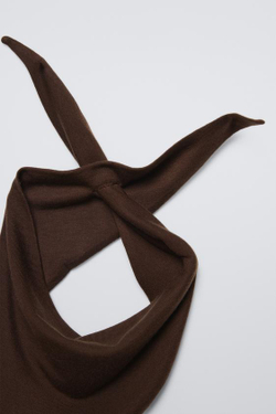ZARA ЛОНГСЛИВ ИЗ СМЕСОВОЙ ШЕРСТИ С ШАРФОМ, КОРИЧНЕВЫЙ