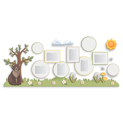 Комплект стендовых декораций Медведь с карманами А4 серии Скандик